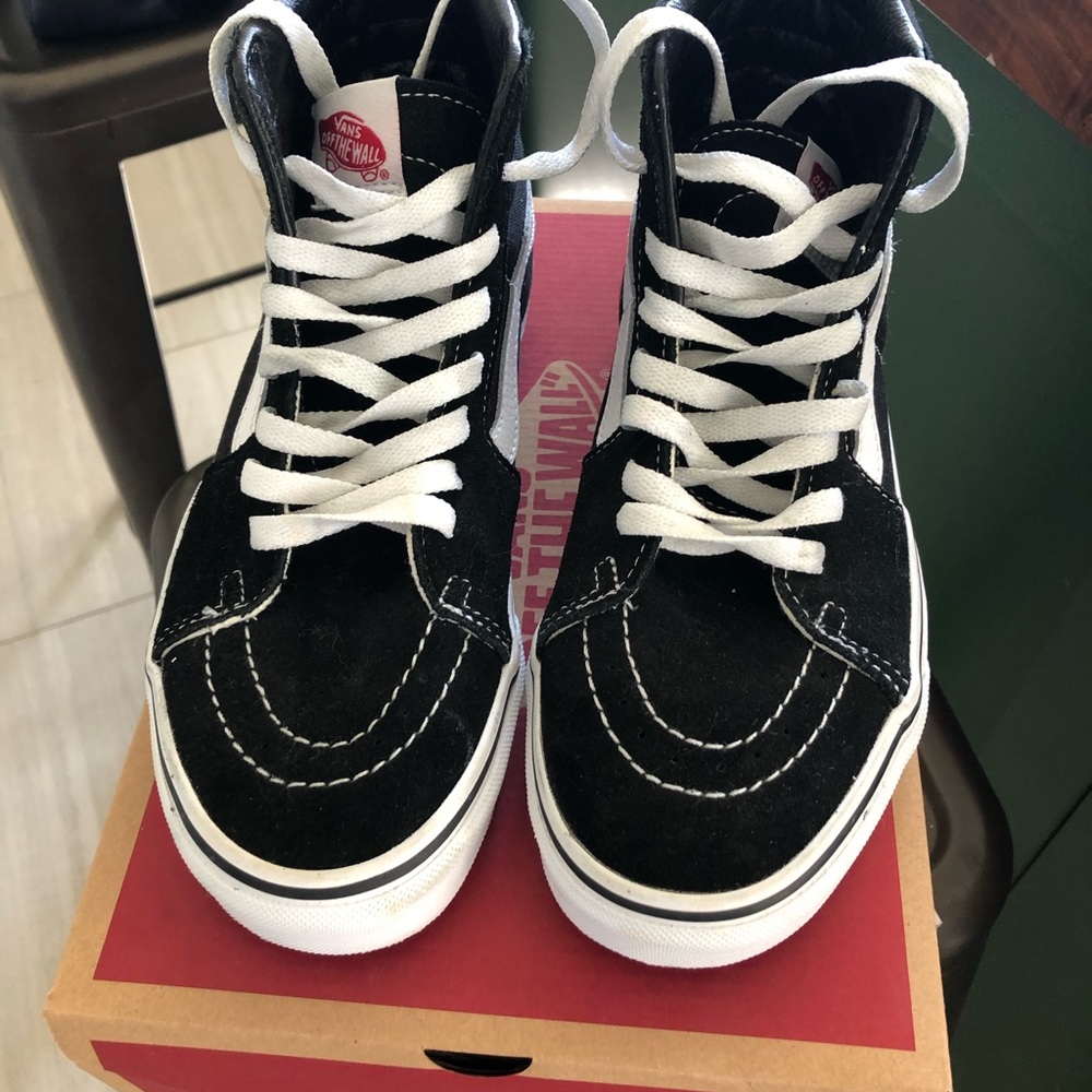 Vans black and white high top sneakers size 7.5 womens/ 6 mens